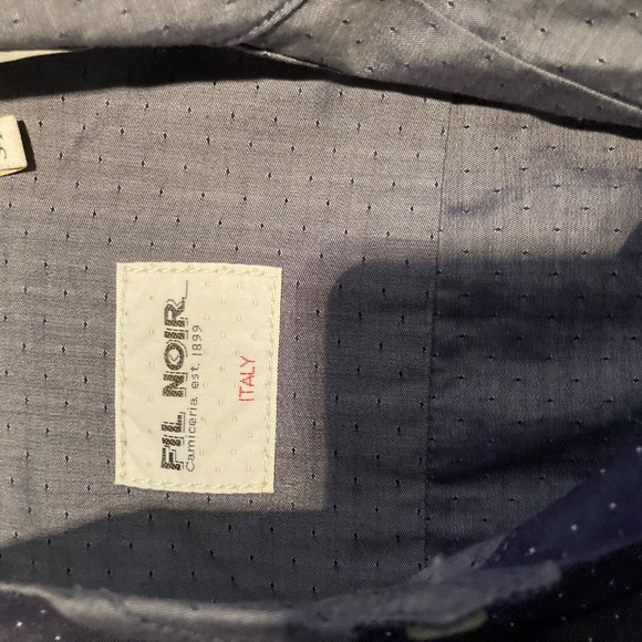 Made in Italy: Women's navy blue and polka dot button up shirt - Picture 4 of 4